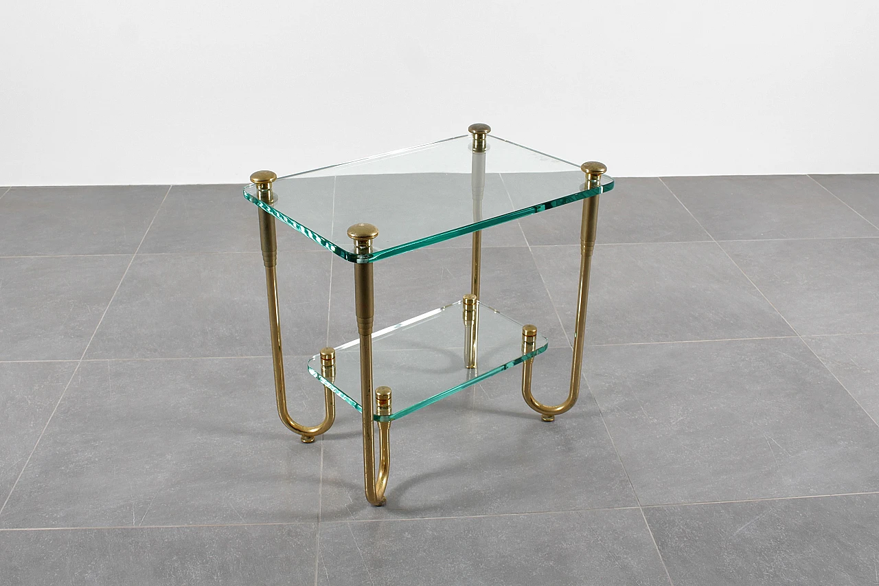 Coffee table in gold-plated brass and glass, 1970s 6