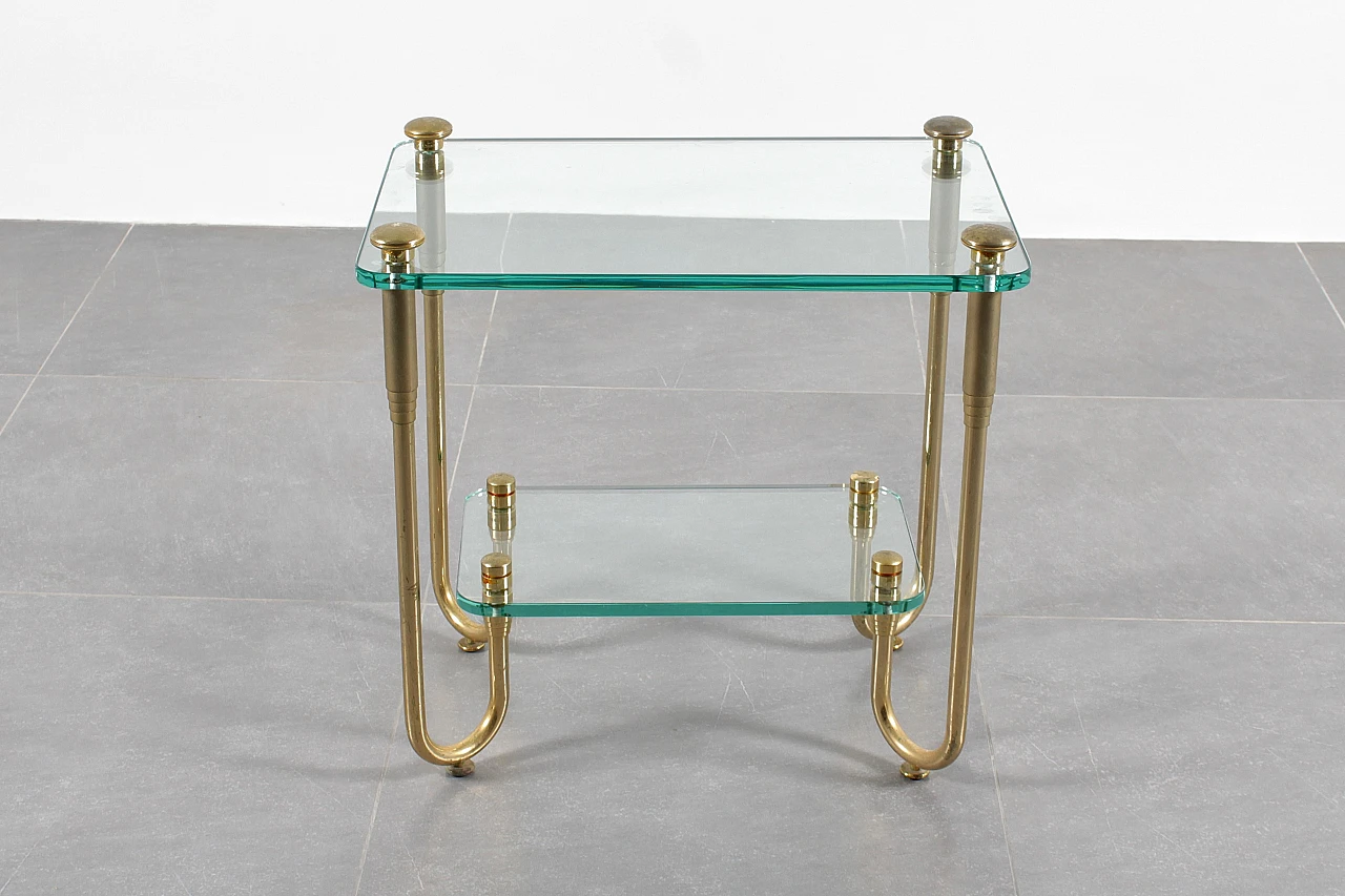 Coffee table in gold-plated brass and glass, 1970s 7