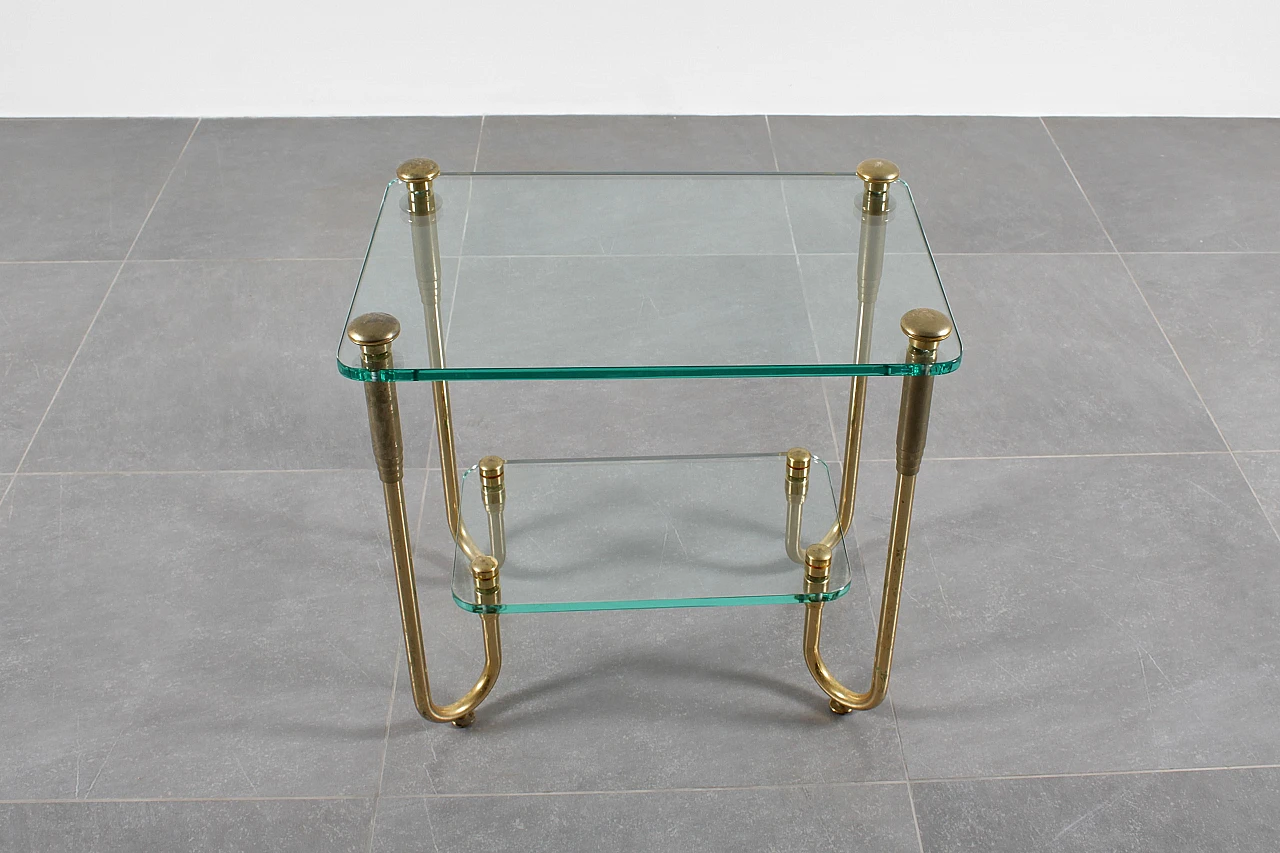 Coffee table in gold-plated brass and glass, 1970s 8