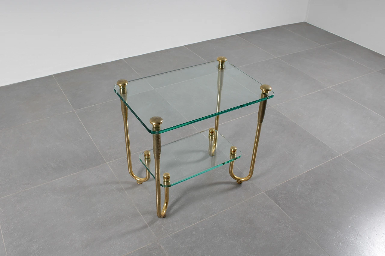 Coffee table in gold-plated brass and glass, 1970s 10