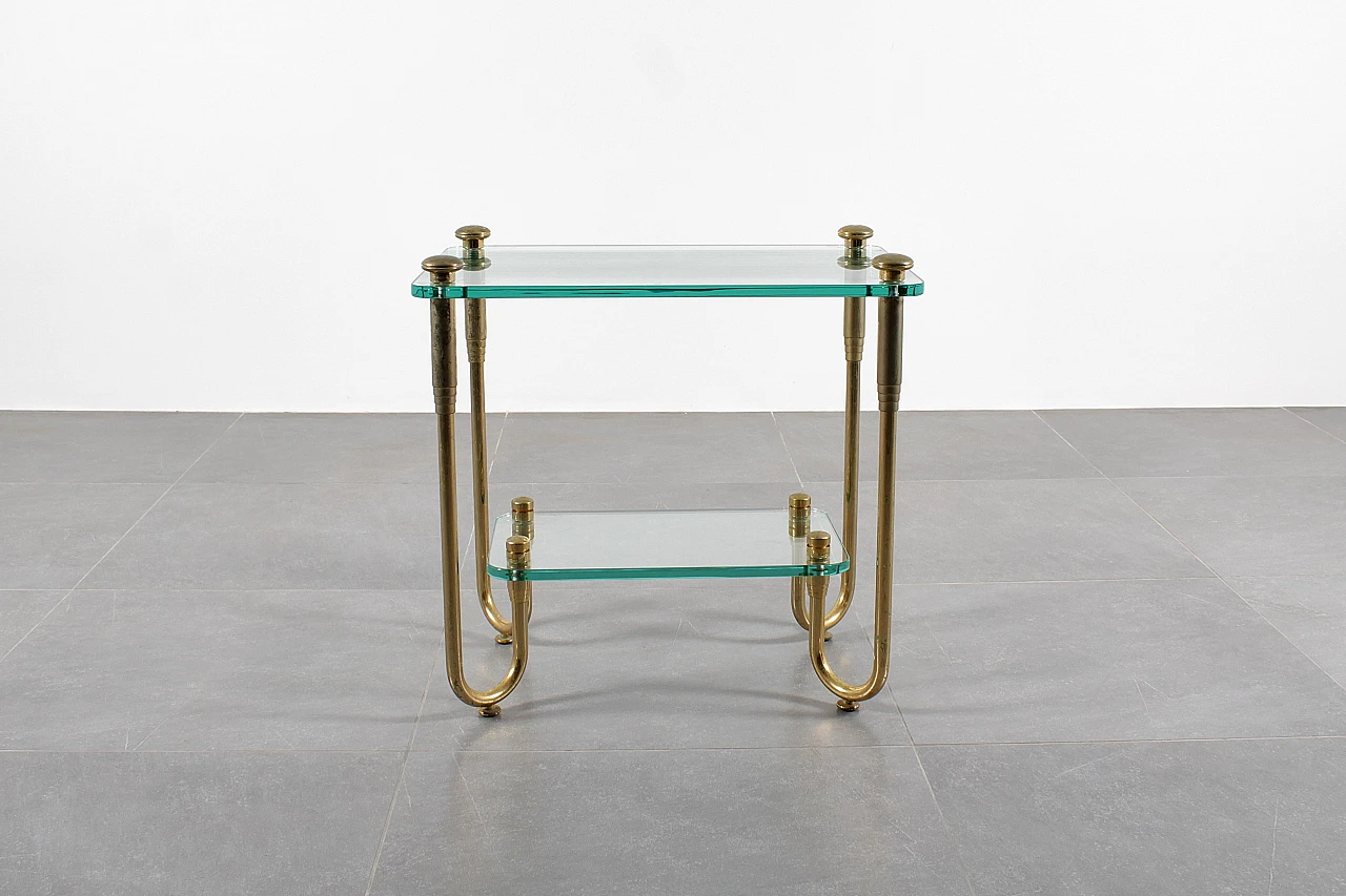 Coffee table in gold-plated brass and glass, 1970s 12