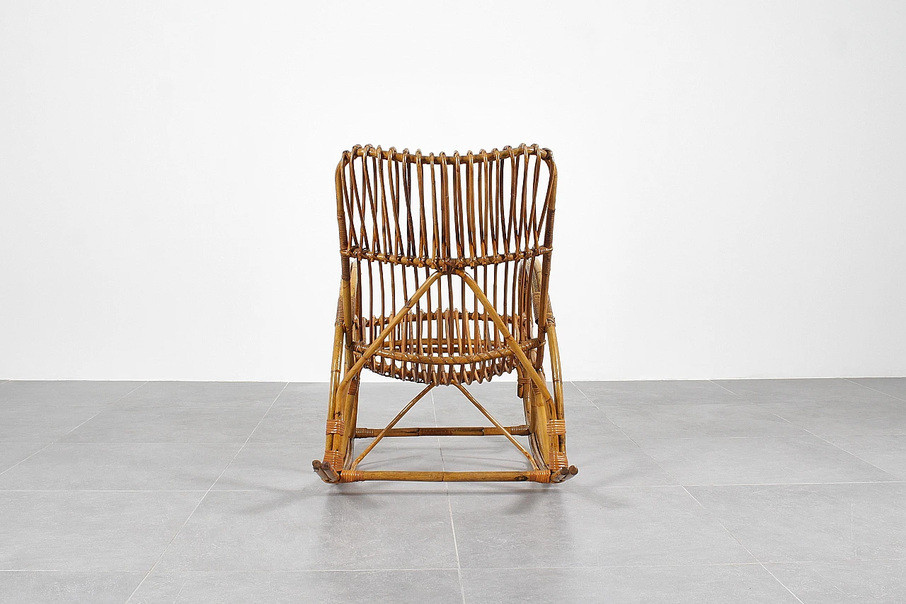 Bamboo and rattan rocking chair, 1960s 6