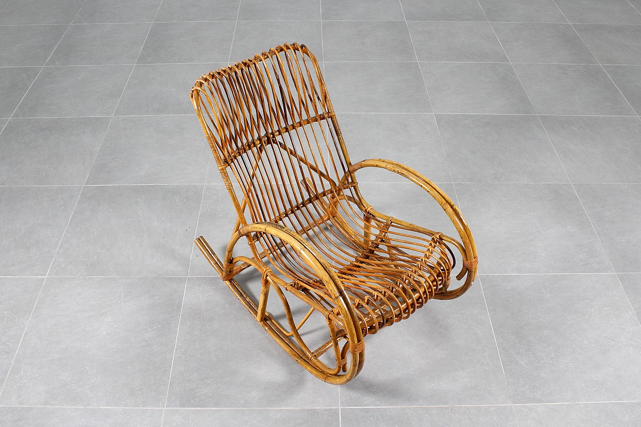Bamboo and rattan rocking chair, 1960s 10