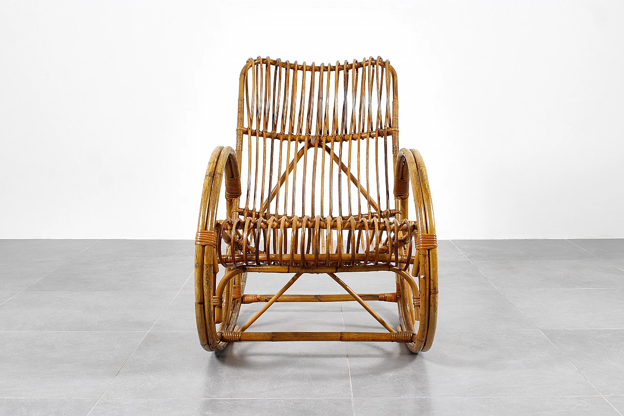 Bamboo and rattan rocking chair, 1960s 11