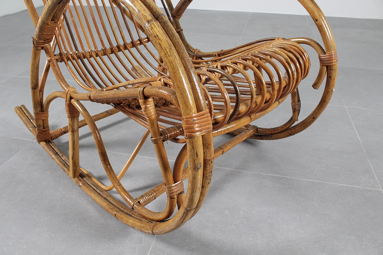 Bamboo and rattan rocking chair, 1960s 12