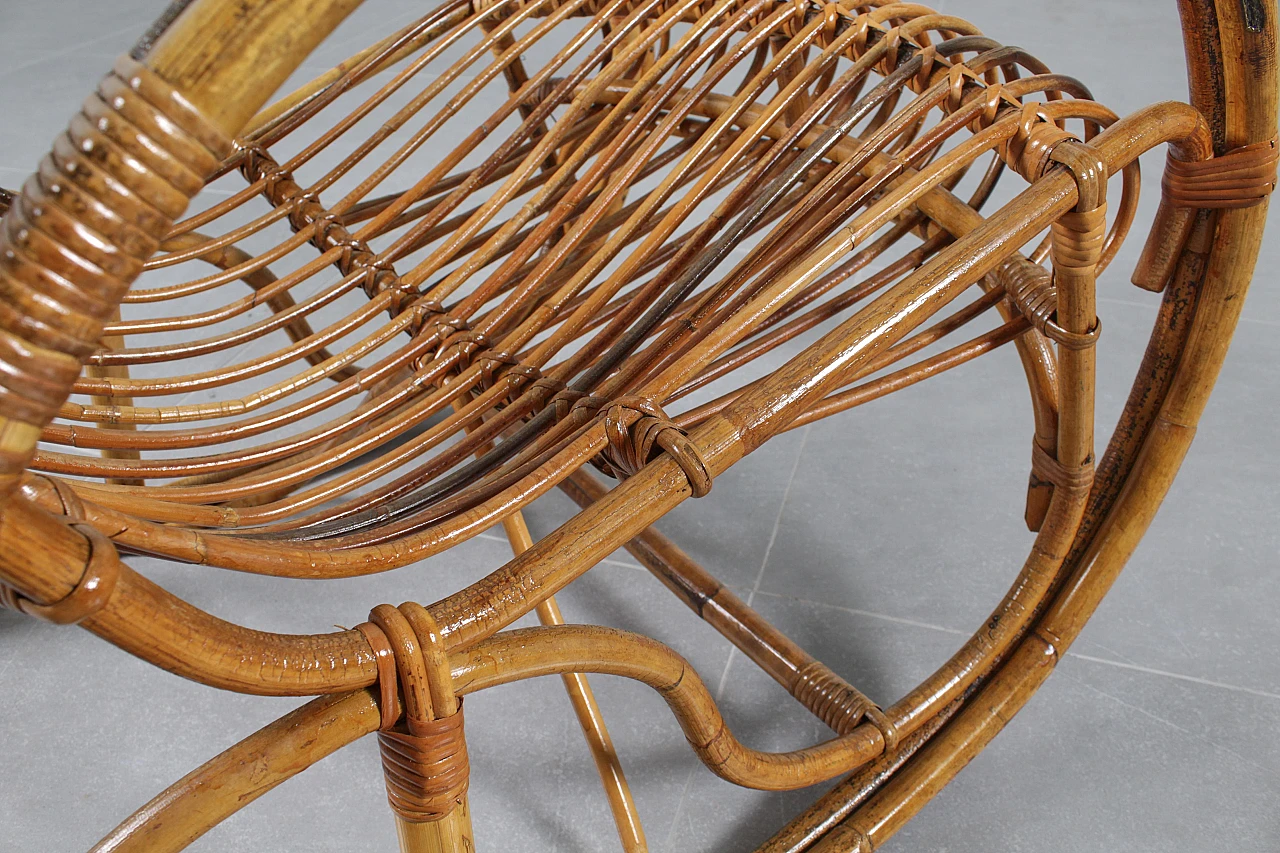 Bamboo and rattan rocking chair, 1960s 13