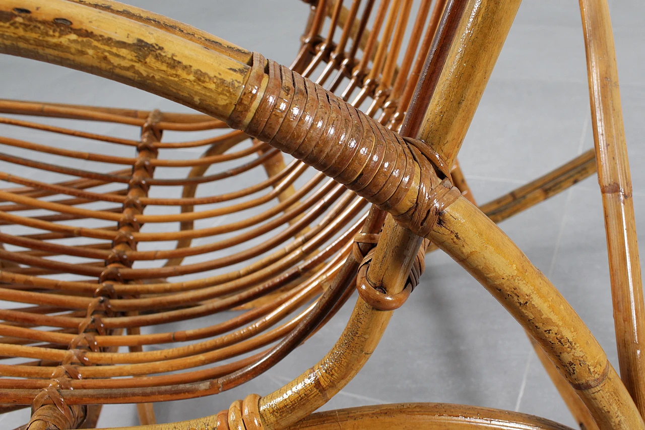 Bamboo and rattan rocking chair, 1960s 15