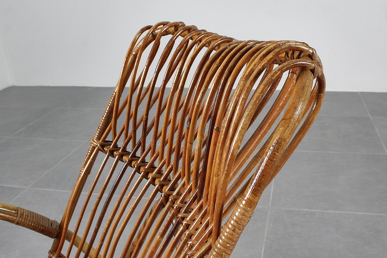 Bamboo and rattan rocking chair, 1960s 16