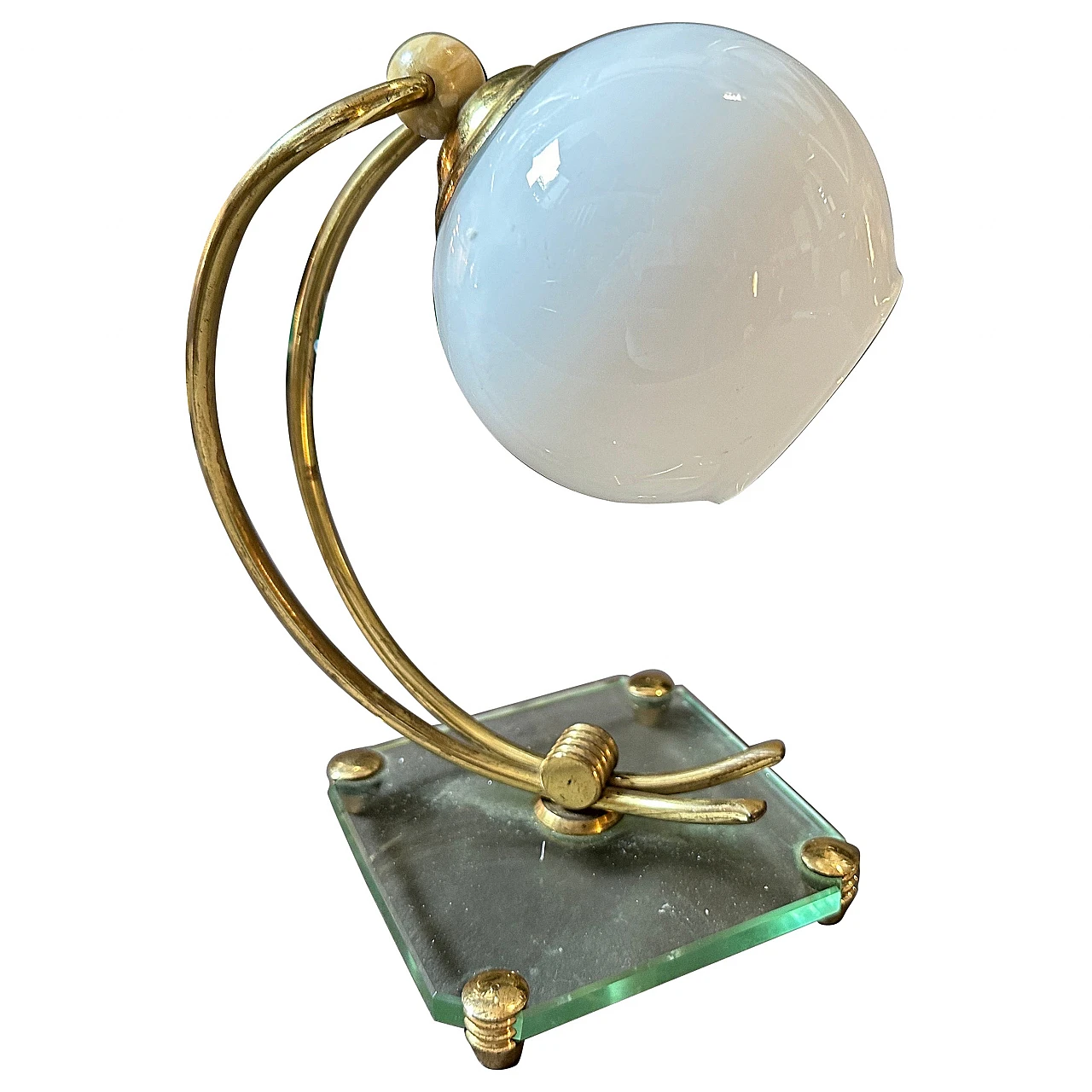 Table lamp in brass & glass in Fontana Arte style, 1950s 1