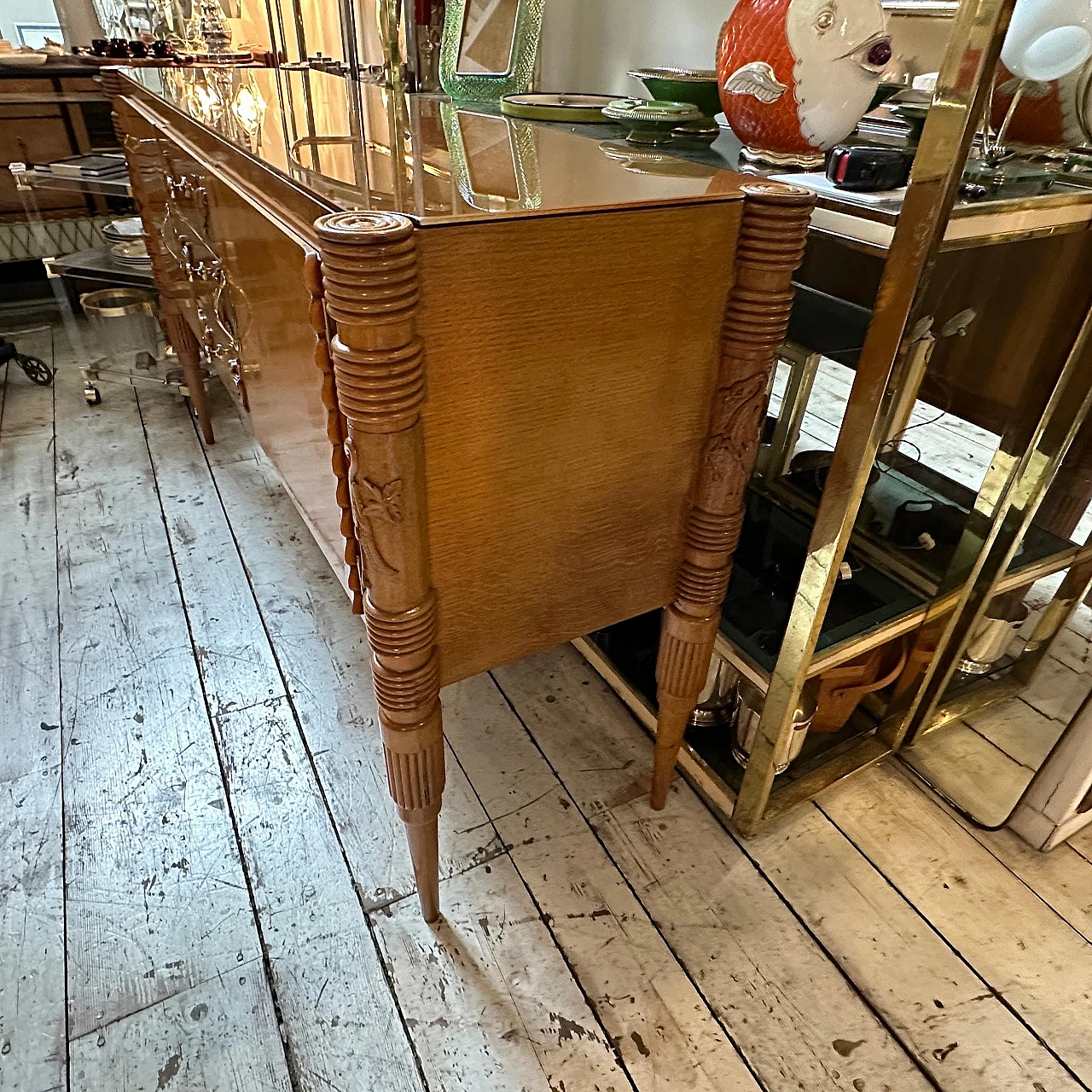 Carved maple & oak sideboard by P. L. Colli for Marelli, 1950s 16