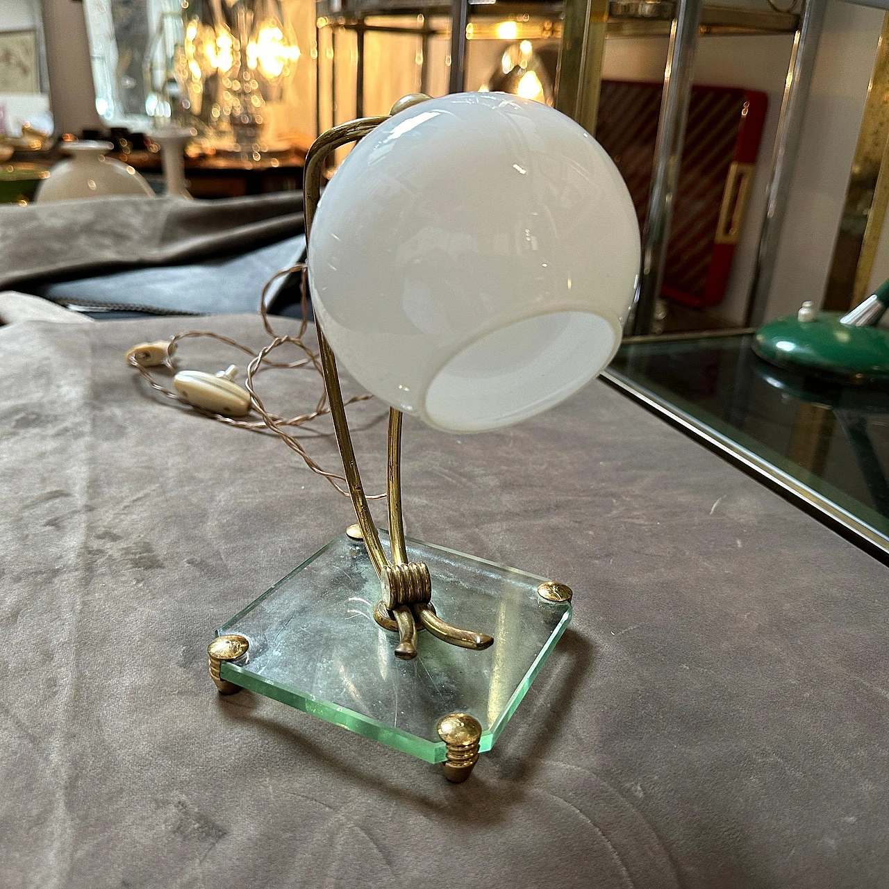 Table lamp in brass & glass in Fontana Arte style, 1950s 10