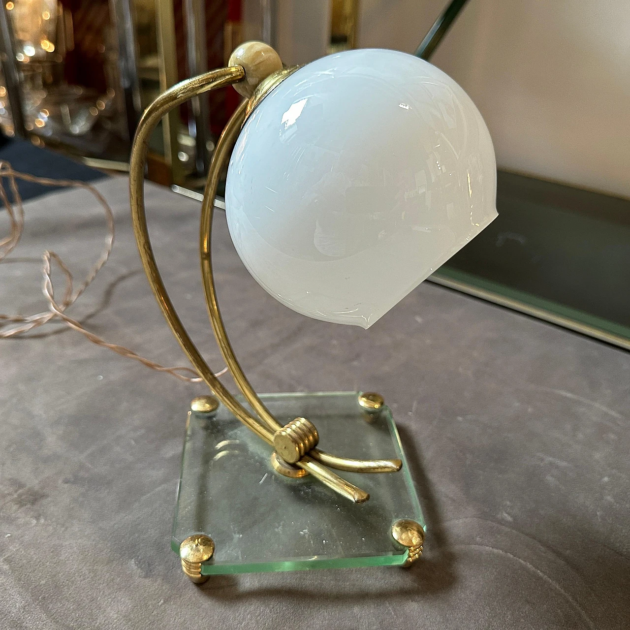 Table lamp in brass & glass in Fontana Arte style, 1950s 11