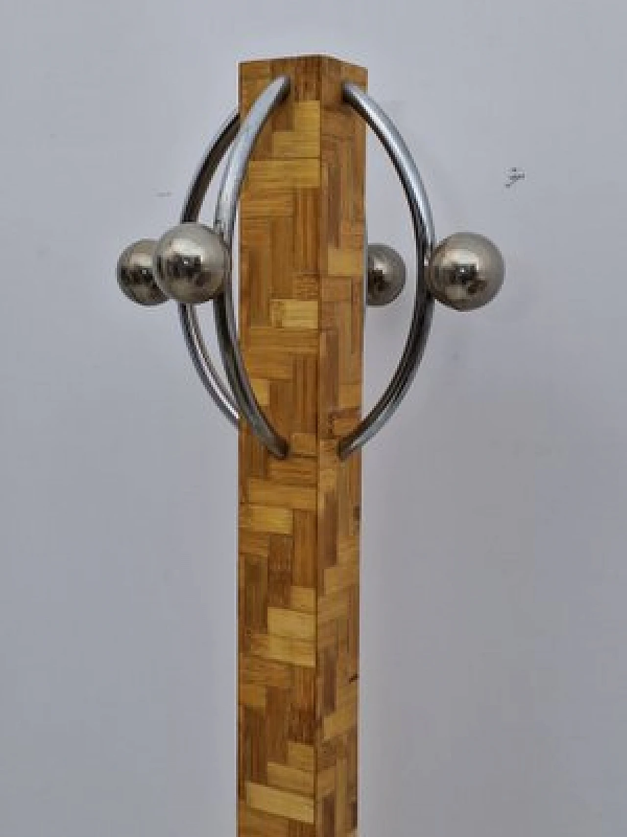 Bamboo wood and metal coat rack, 1980s 2