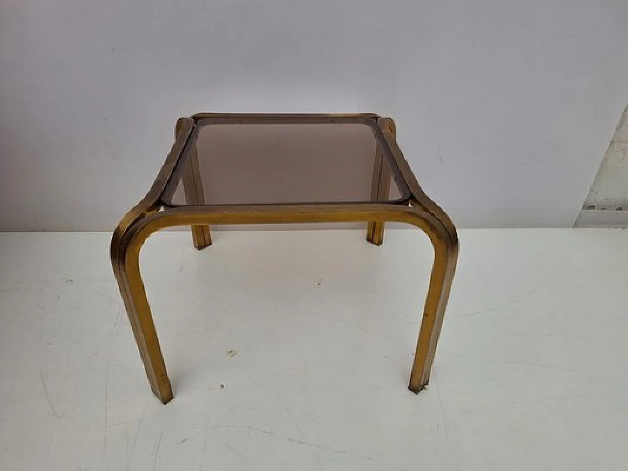 Brass and smoked glass coffee table, 1960s 1