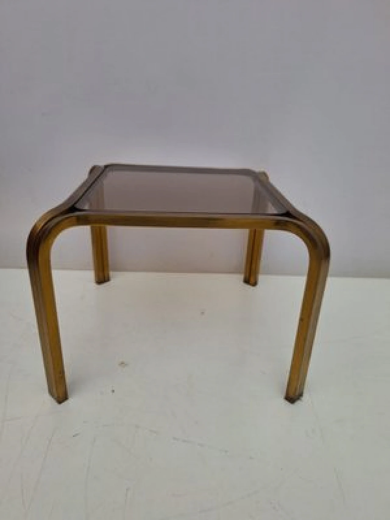 Brass and smoked glass coffee table, 1960s 4