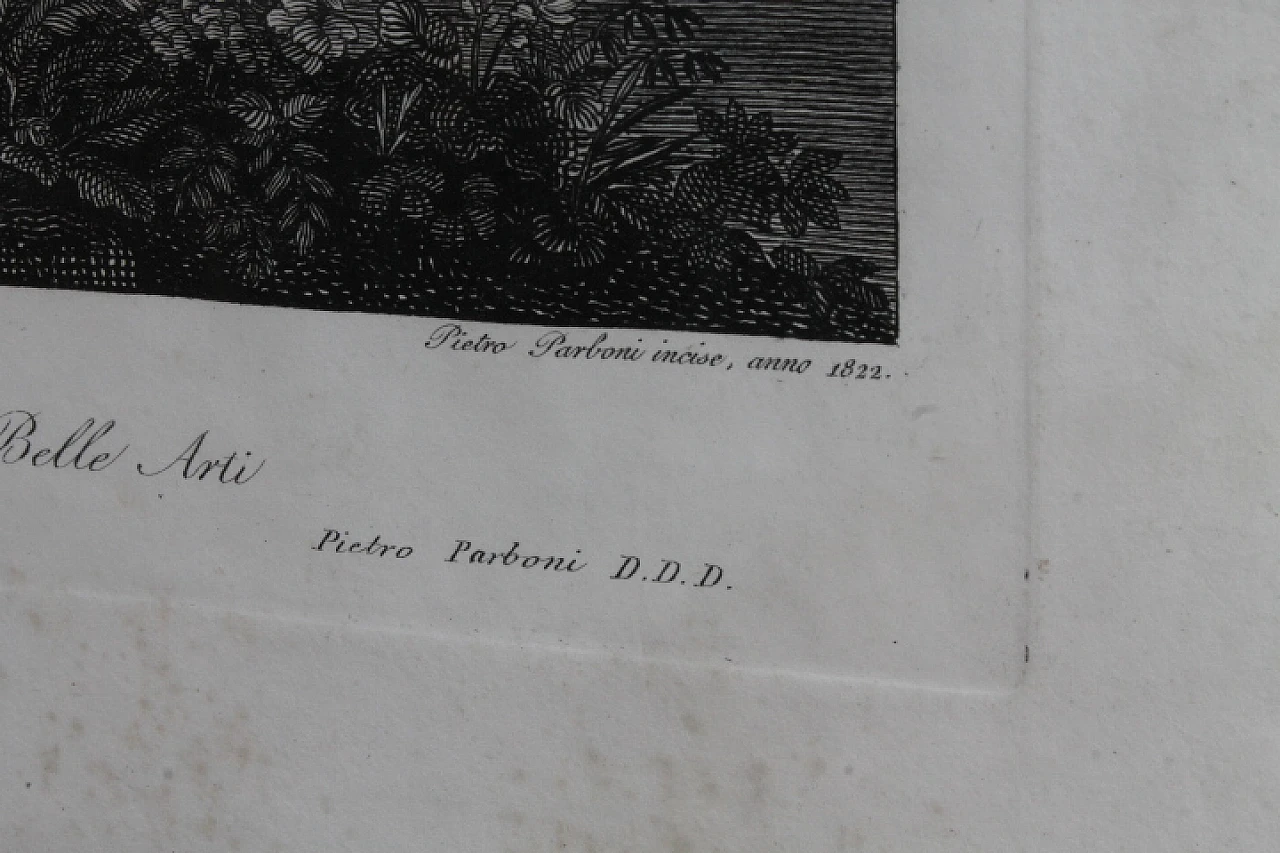 Pietro Parboni, engraving with walnut frame, 1822 6