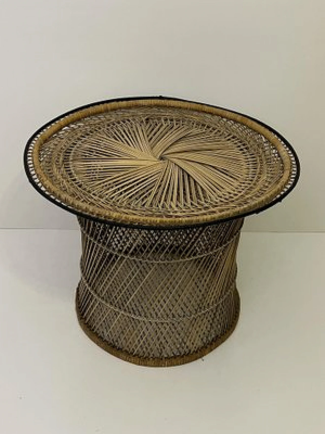 Wicker and bamboo coffee table by Franco Albini, 1950s 1