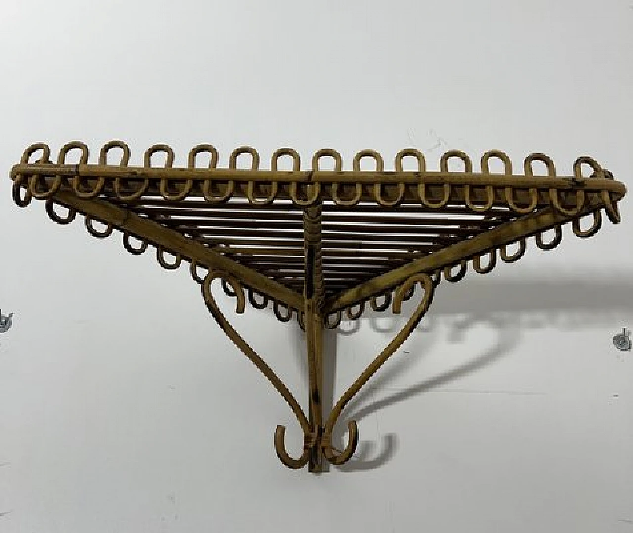 Wicker and bamboo shelf attributed to Franco Albini, 1960s 3