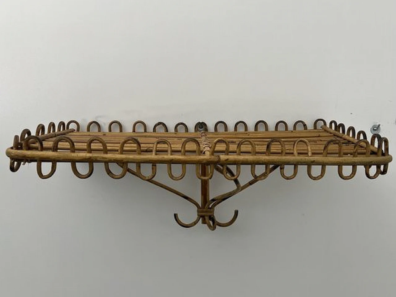 Wicker and bamboo shelf attributed to Franco Albini, 1960s 1