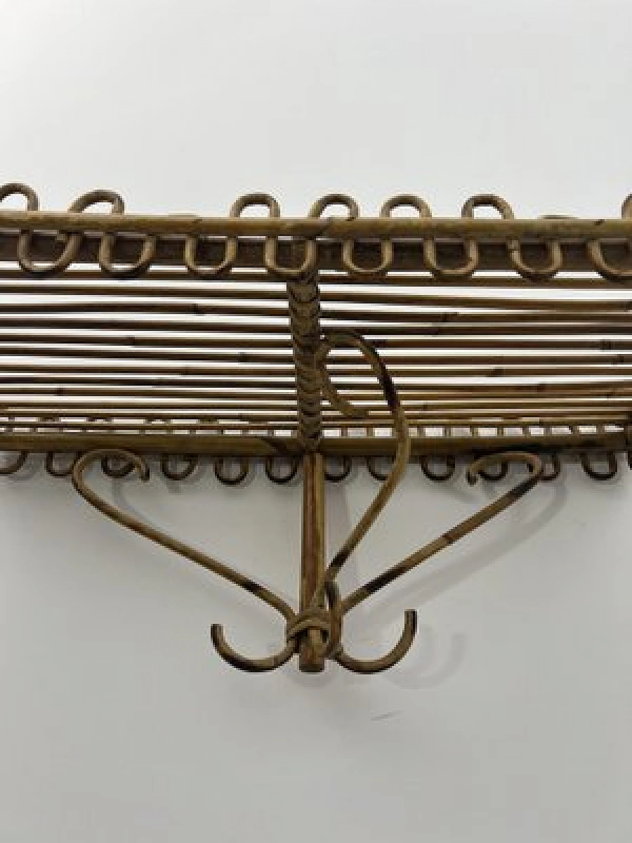 Wicker and bamboo shelf attributed to Franco Albini, 1960s 8