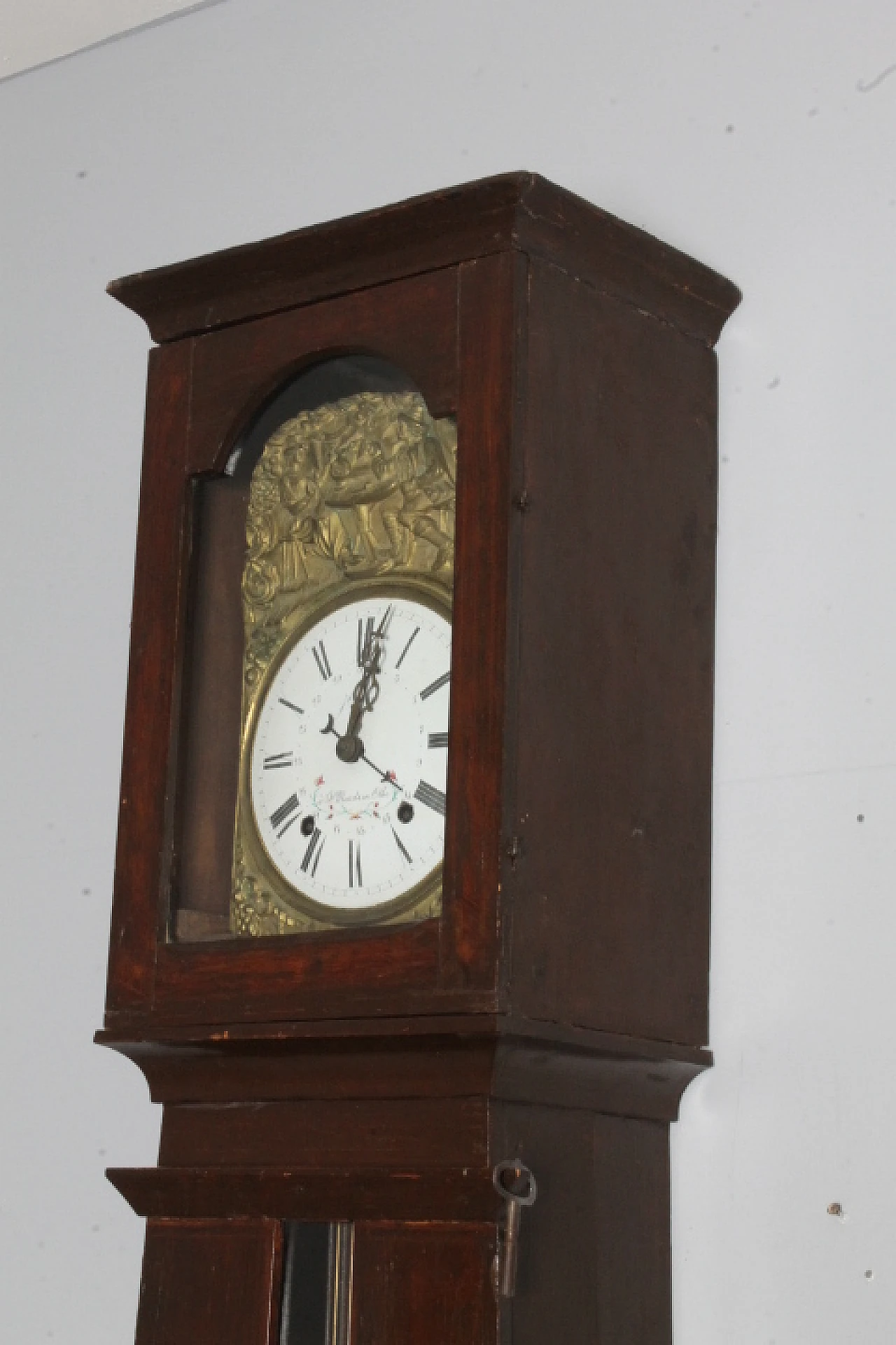 Painted wooden grandfather clock, mid 19th century 3