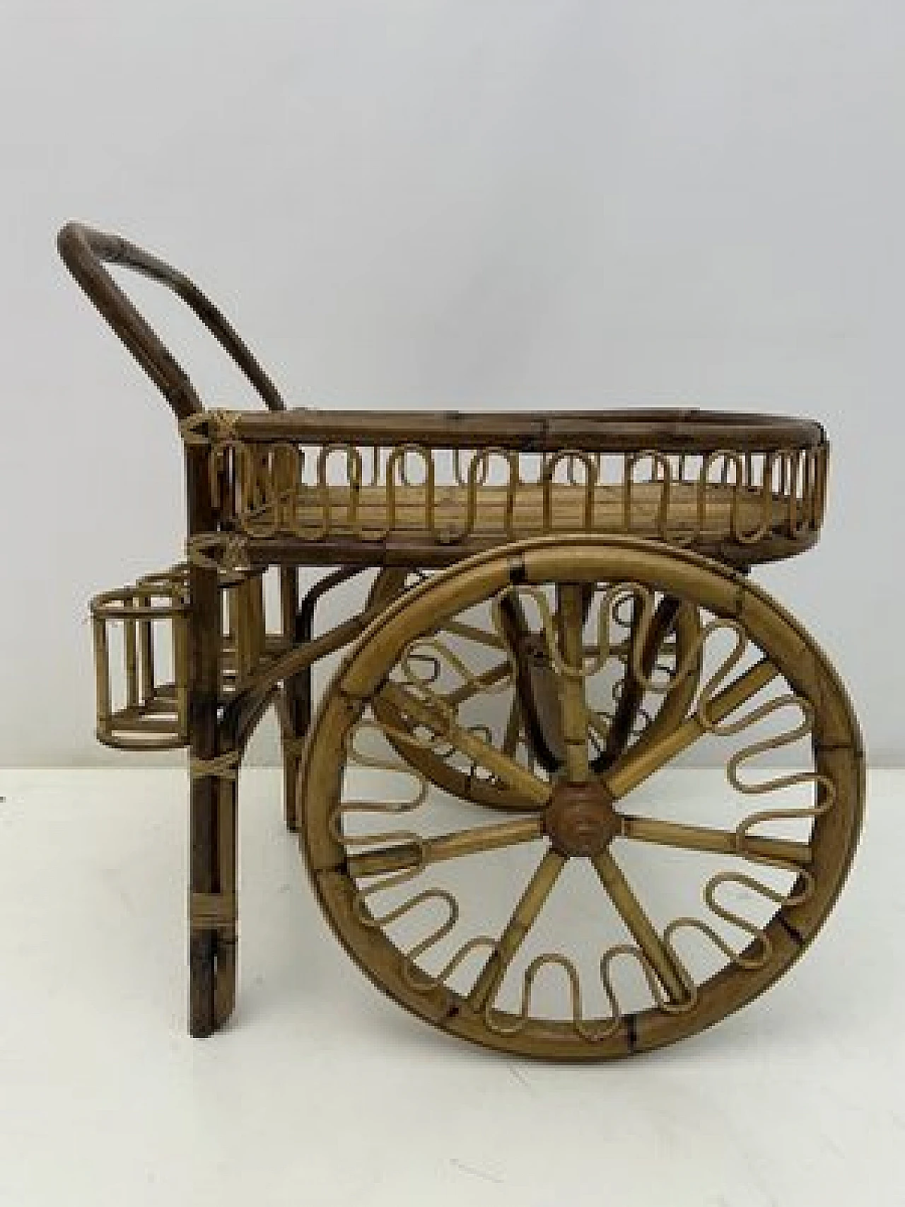 Riviera cart in bamboo and wicker, 1950s 1