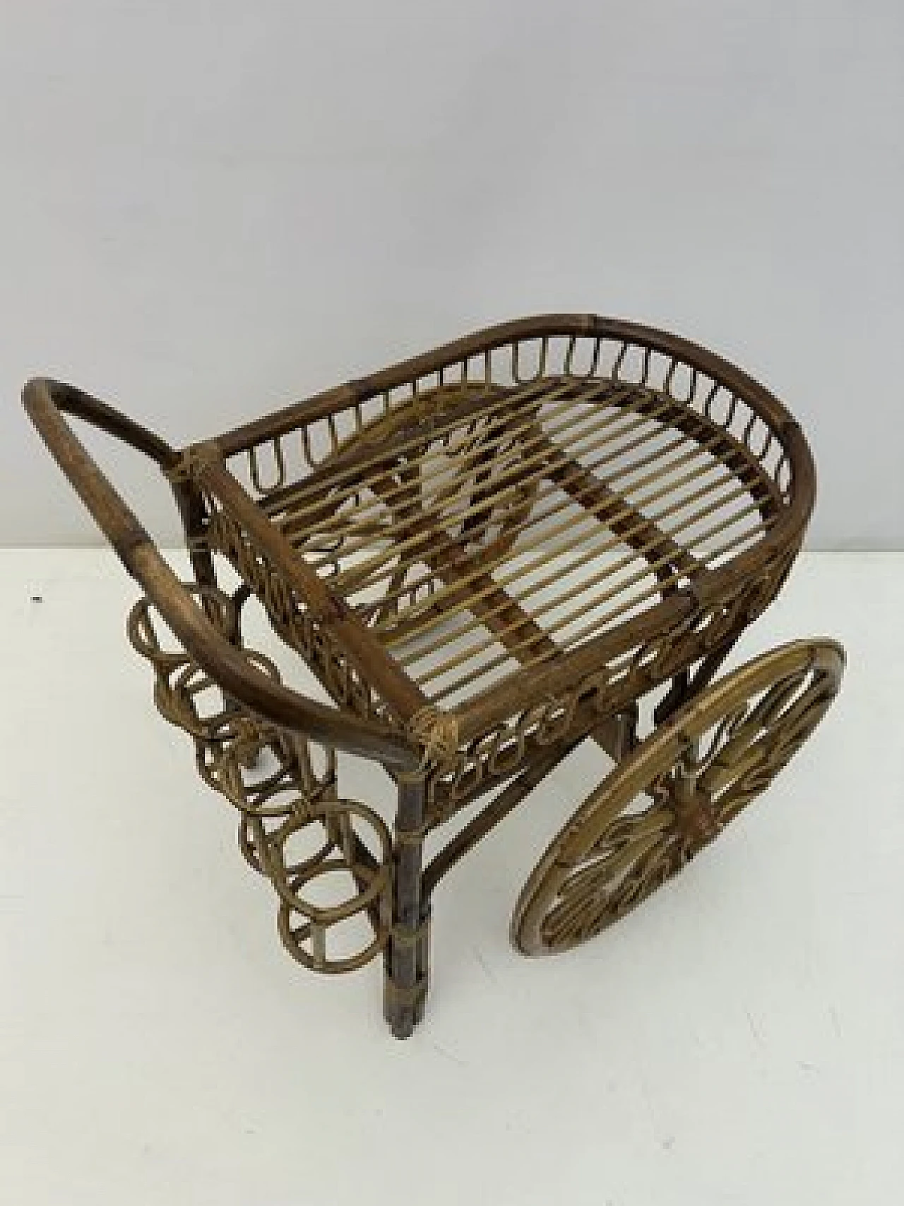 Riviera cart in bamboo and wicker, 1950s 3