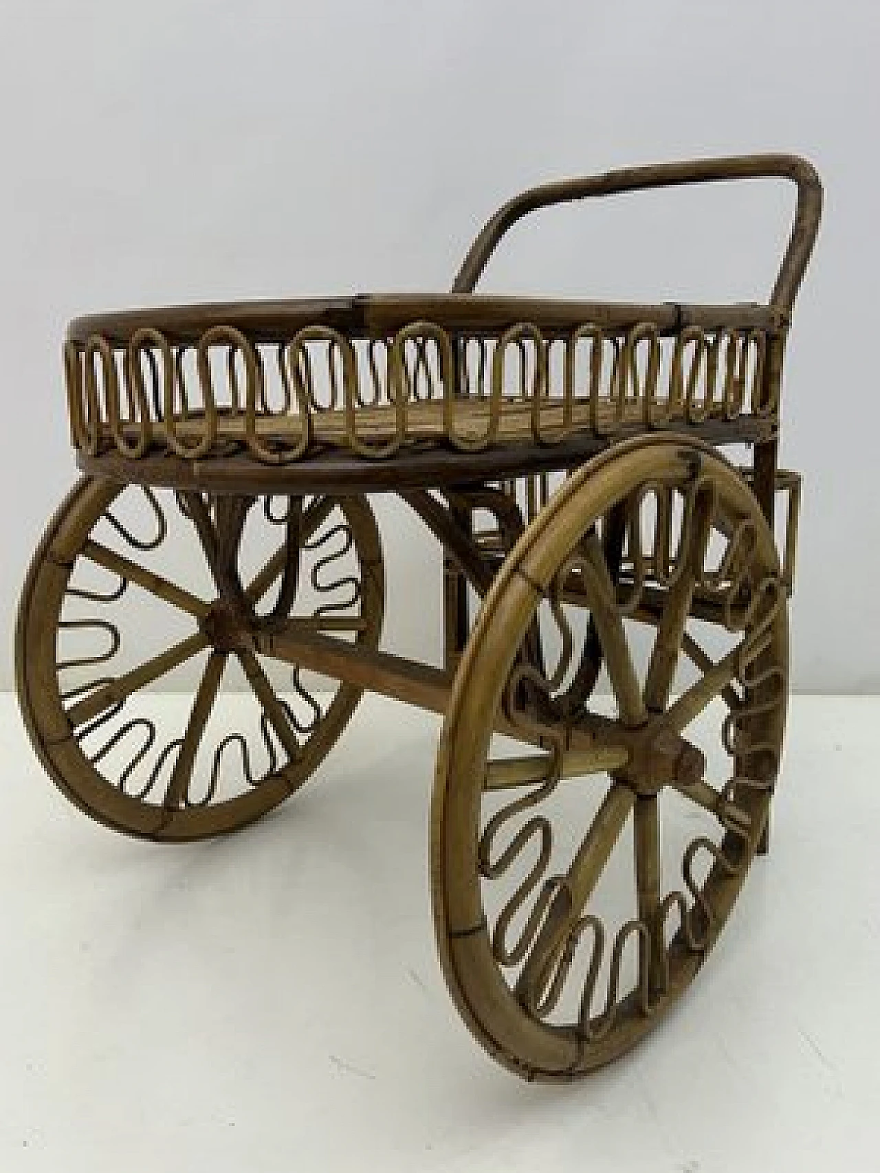 Riviera cart in bamboo and wicker, 1950s 4