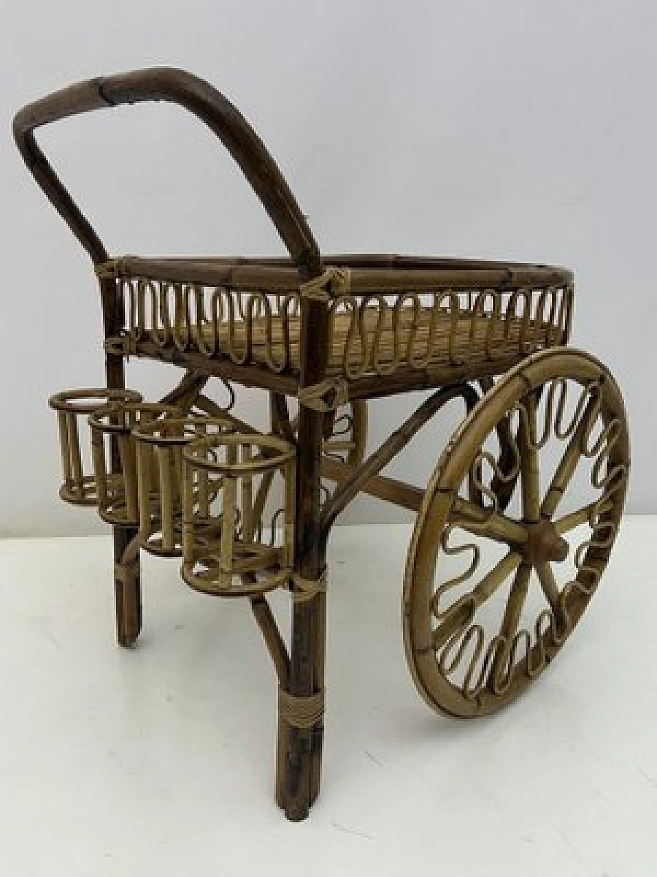 Riviera cart in bamboo and wicker, 1950s 9