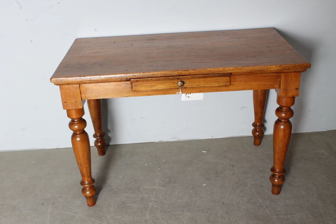 Emilian poplar writing desk with turned legs, 19th century 2