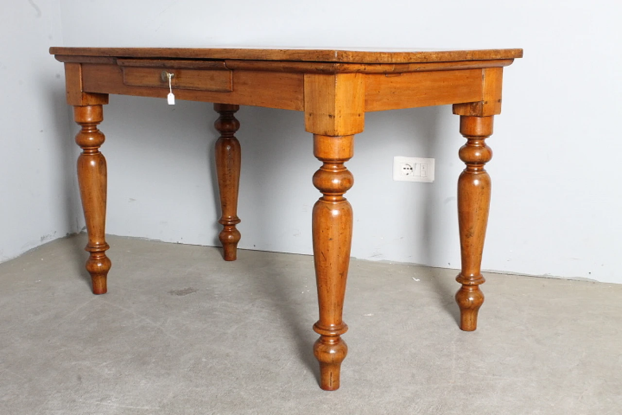 Emilian poplar writing desk with turned legs, 19th century 13