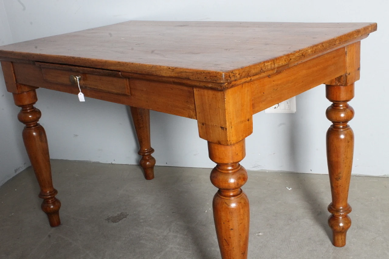 Emilian poplar writing desk with turned legs, 19th century 16