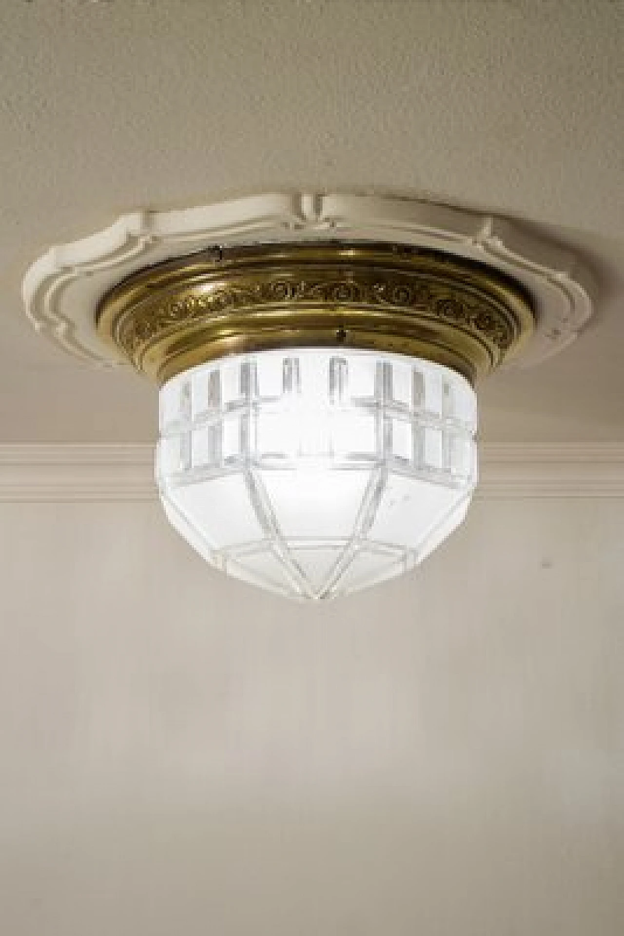 Art Nouveau chandelier with Murano glass globe, late 19th century 2