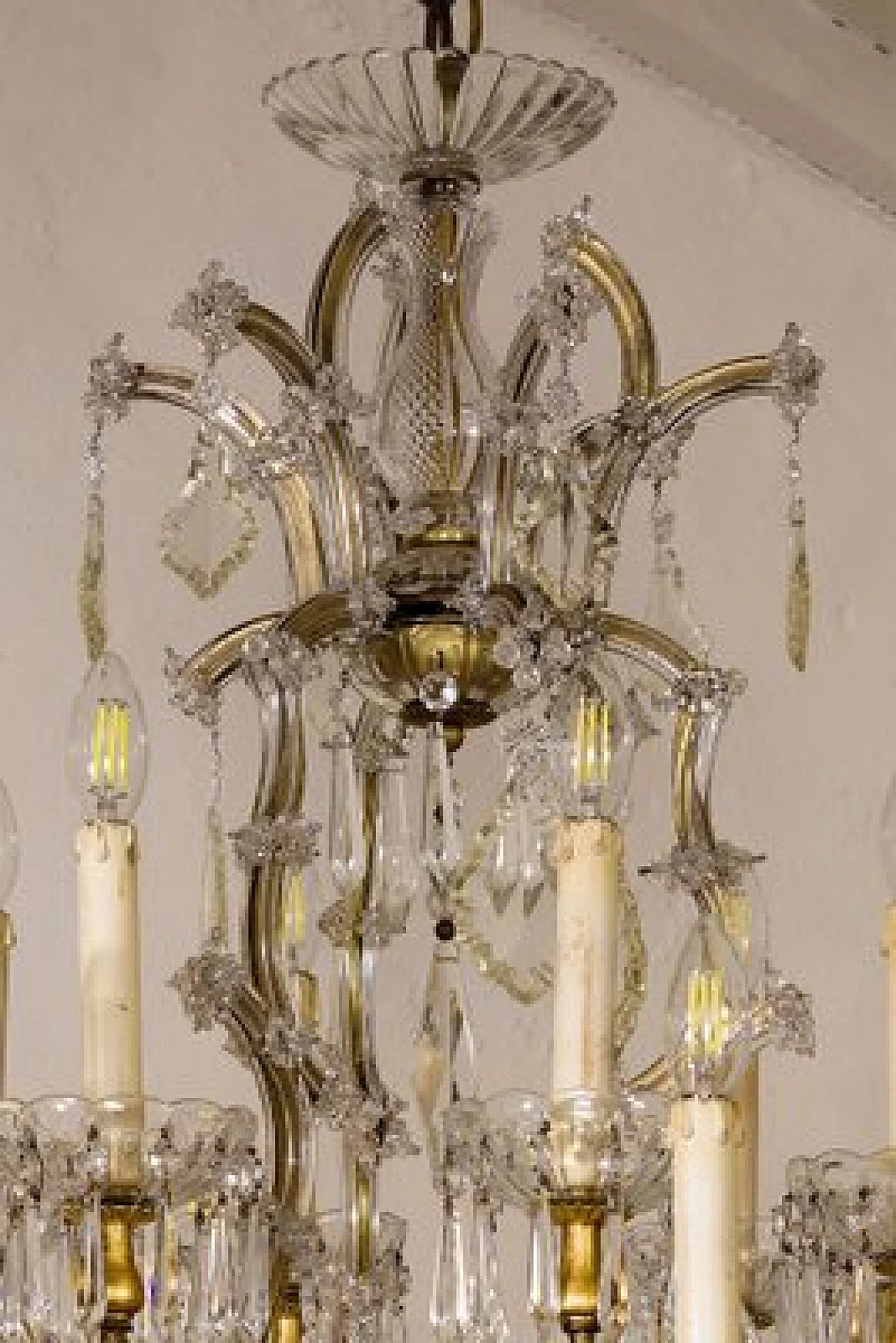 Lampadario con gocce di cristallo di Boemia, fine '800 9