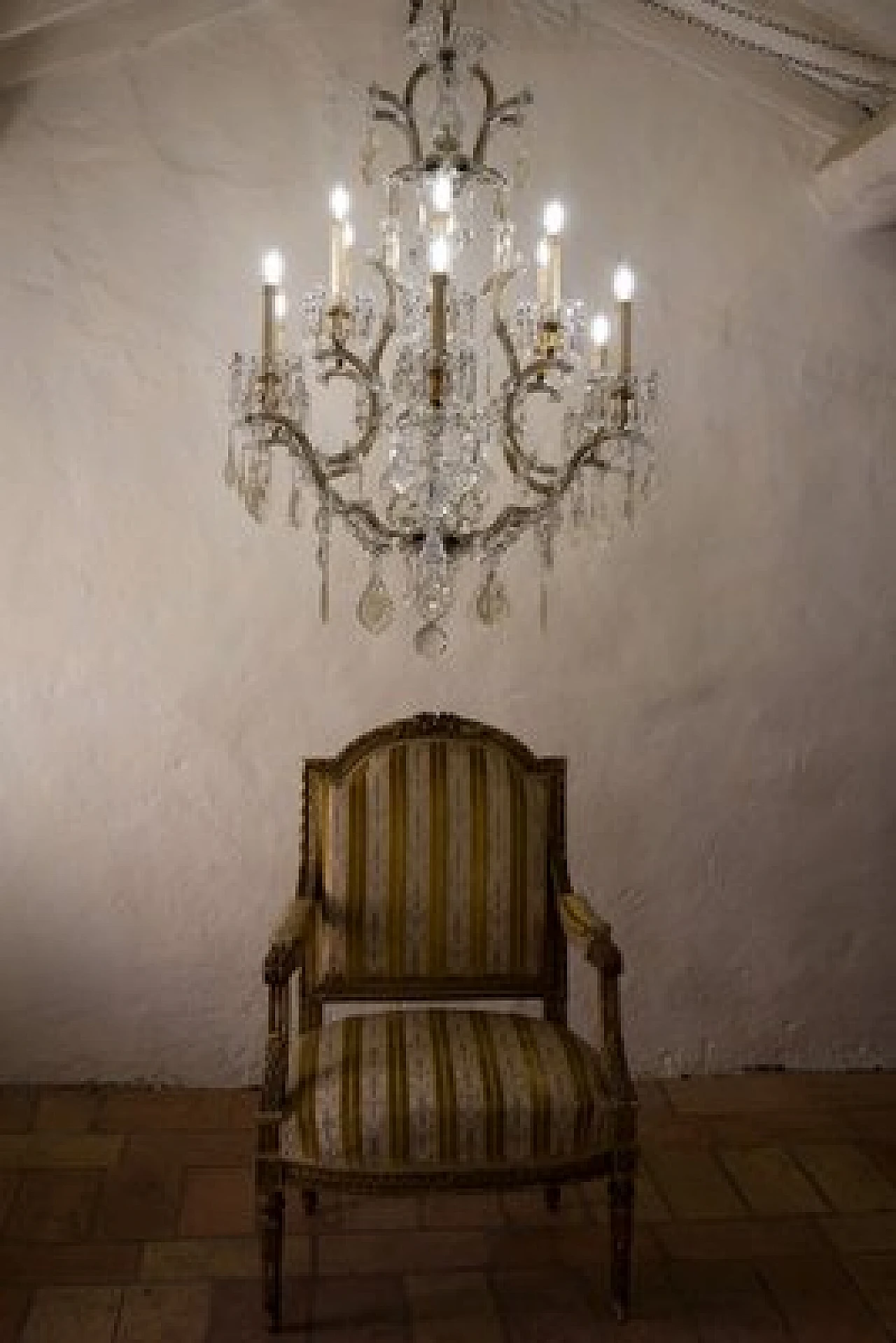 Lampadario con gocce di cristallo di Boemia, fine '800 12