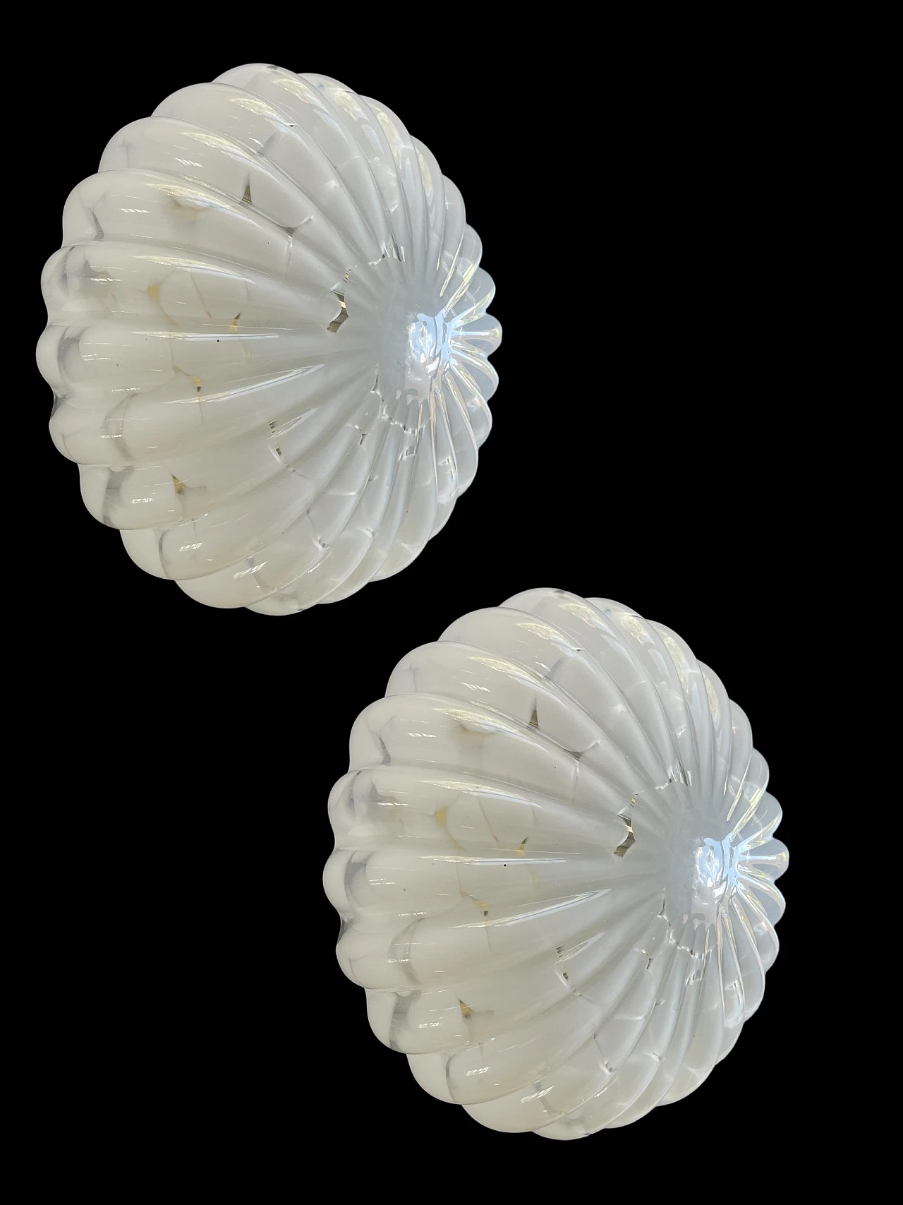 Pair of white Murano glass wall sconces by Staff, 1970s 1