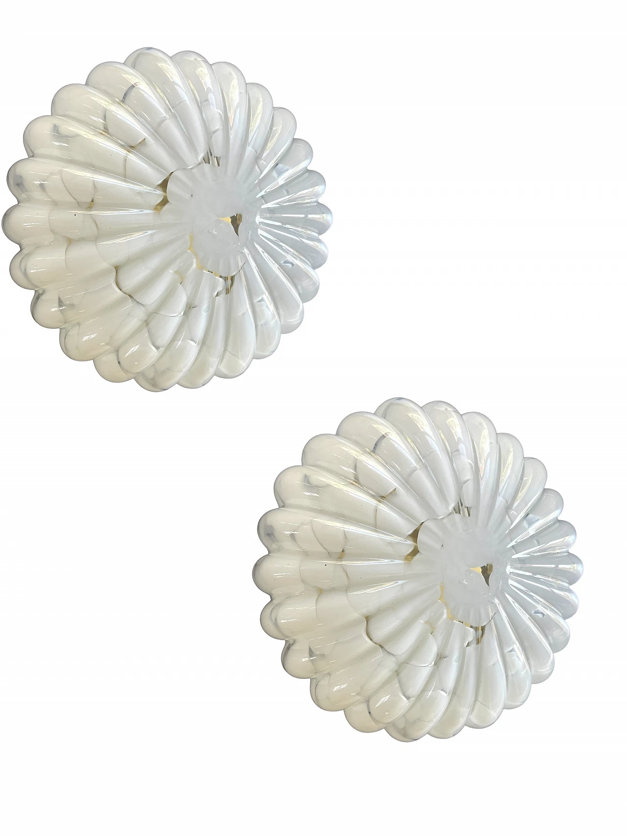 Pair of white Murano glass wall sconces by Staff, 1970s 2