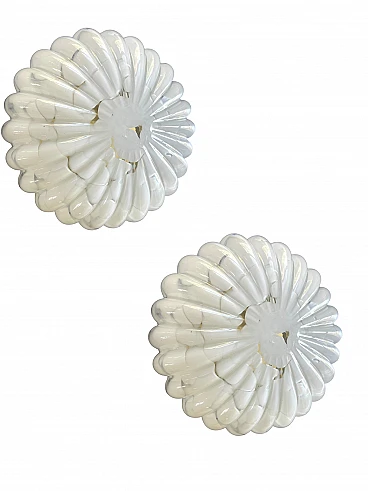 Pair of white Murano glass wall sconces by Staff, 1970s