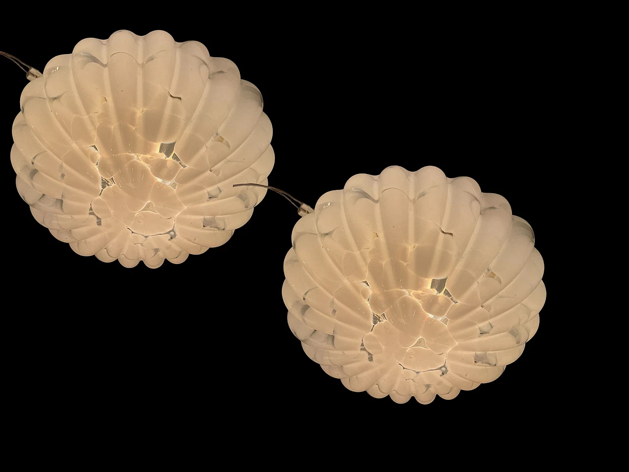 Pair of white Murano glass wall sconces by Staff, 1970s 9