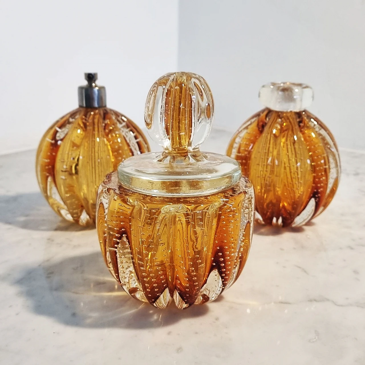 3 Murano glass perfume holders attributed to Barovier, 1960s 1