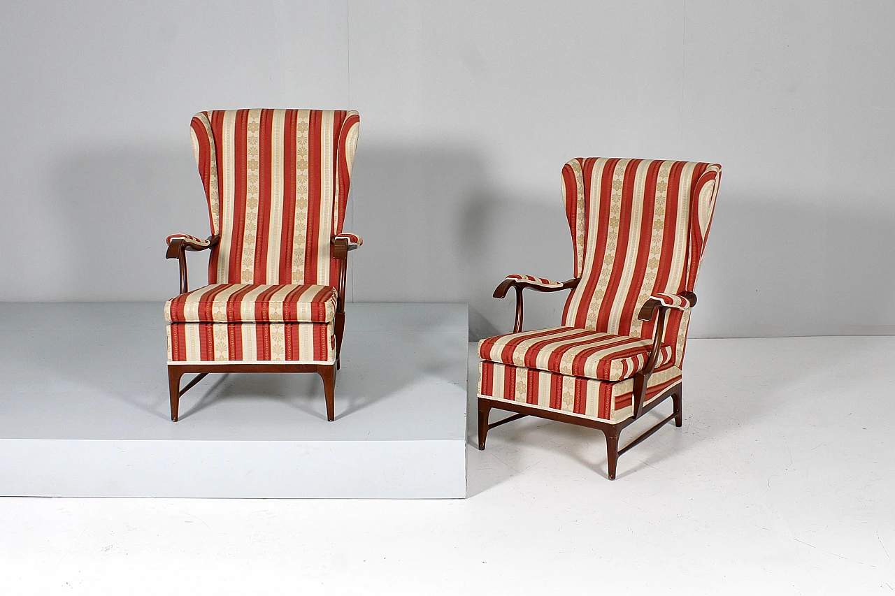 Pair of armchairs in wood & fabric by P. Buffa for Frama, 1960s 2