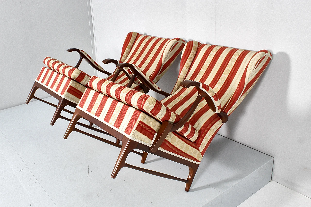 Pair of armchairs in wood & fabric by P. Buffa for Frama, 1960s 17