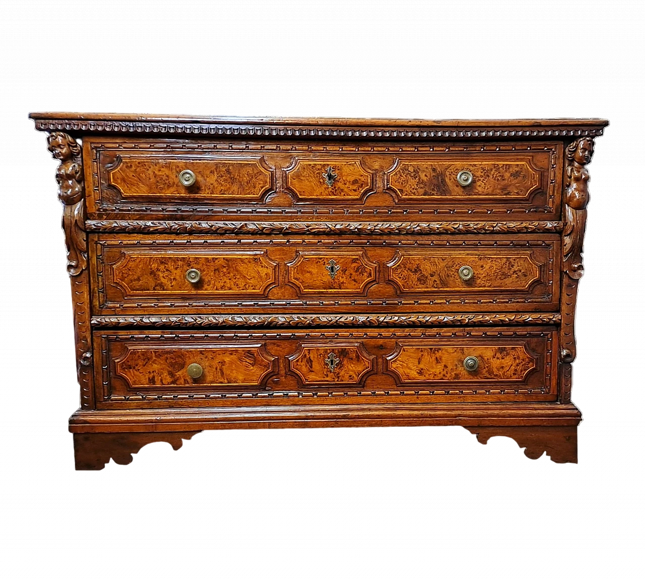 Solid walnut canter with walnut-root mouldings, 17th century 10