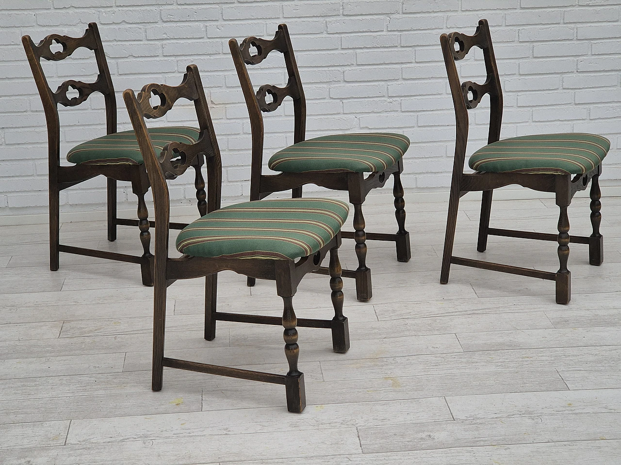 4 Danish oak dining chairs, 1970s 2