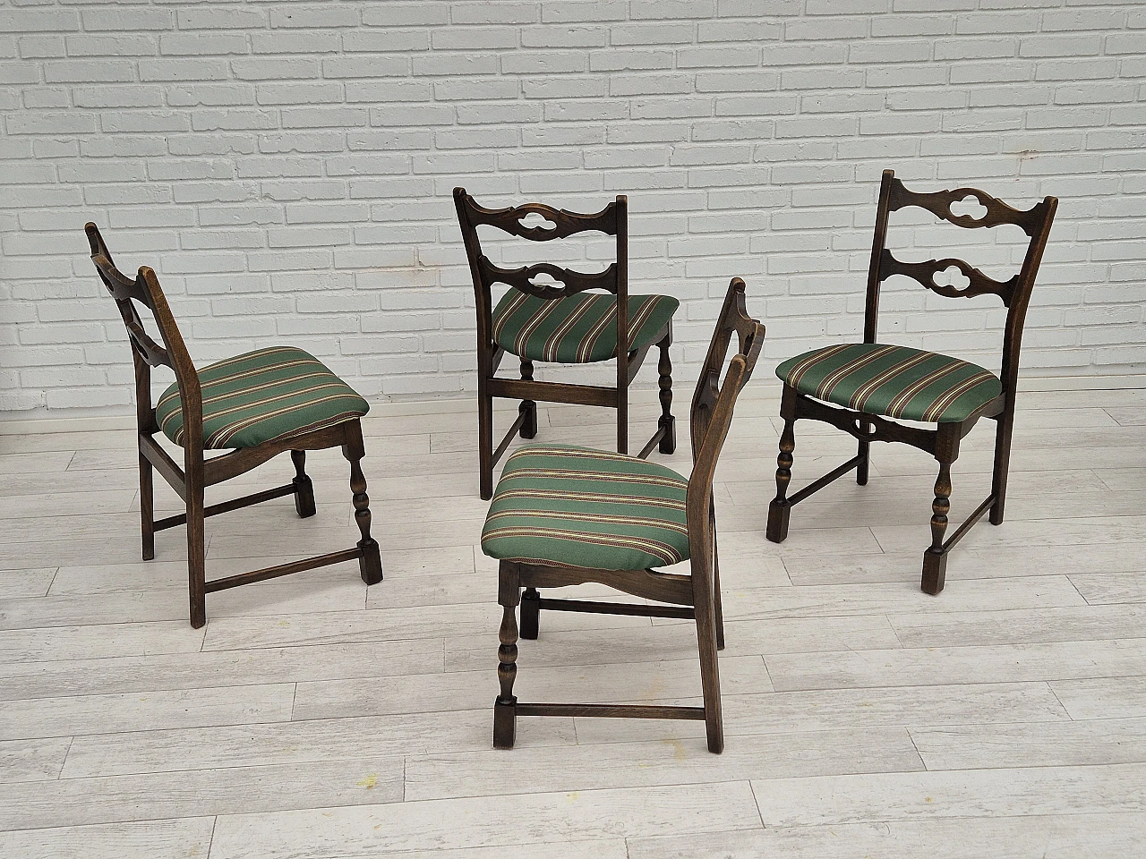 4 Danish oak dining chairs, 1970s 3