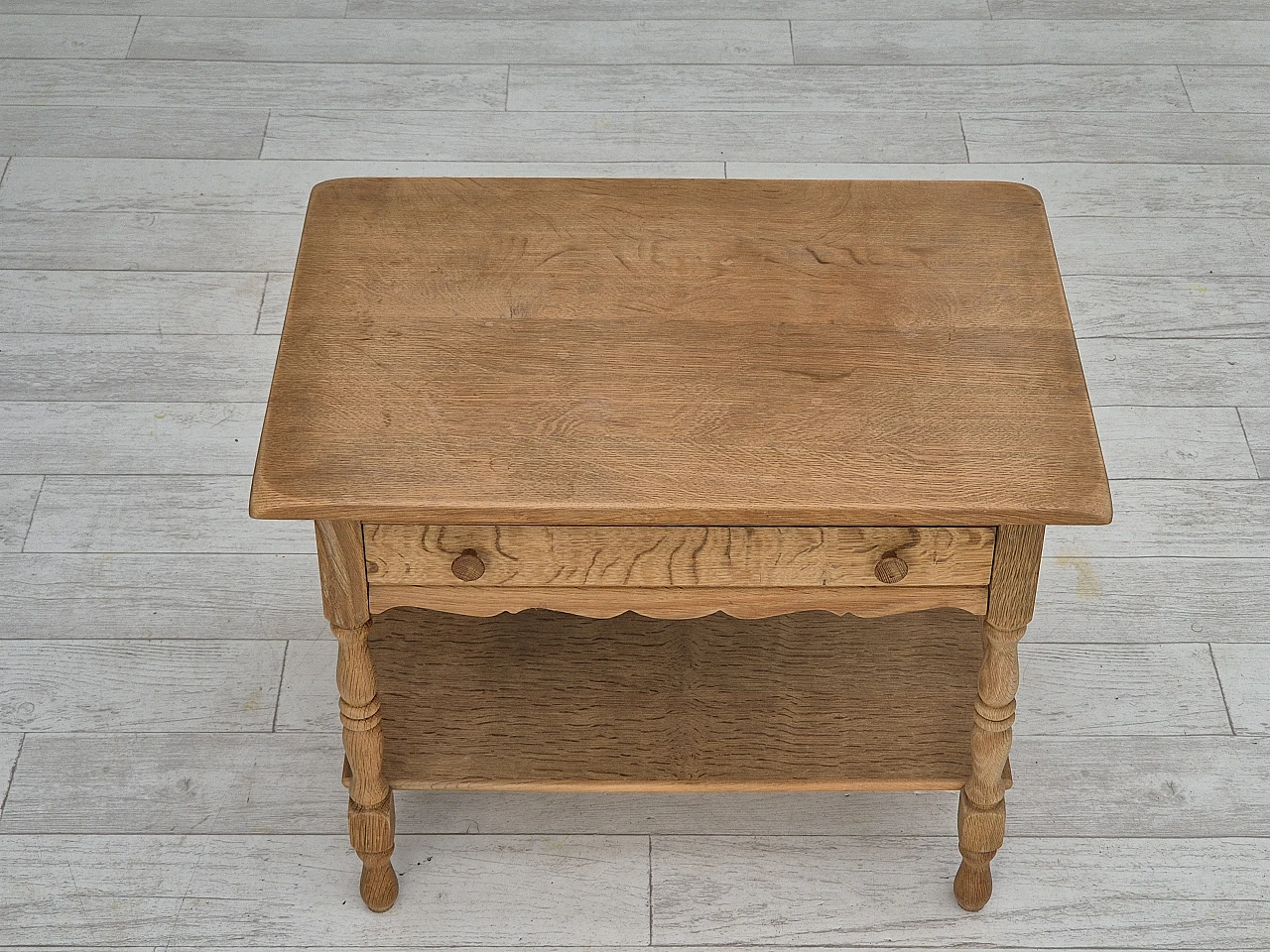 Danish sewing chest of drawers in solid oak and rattan, 1970s 3