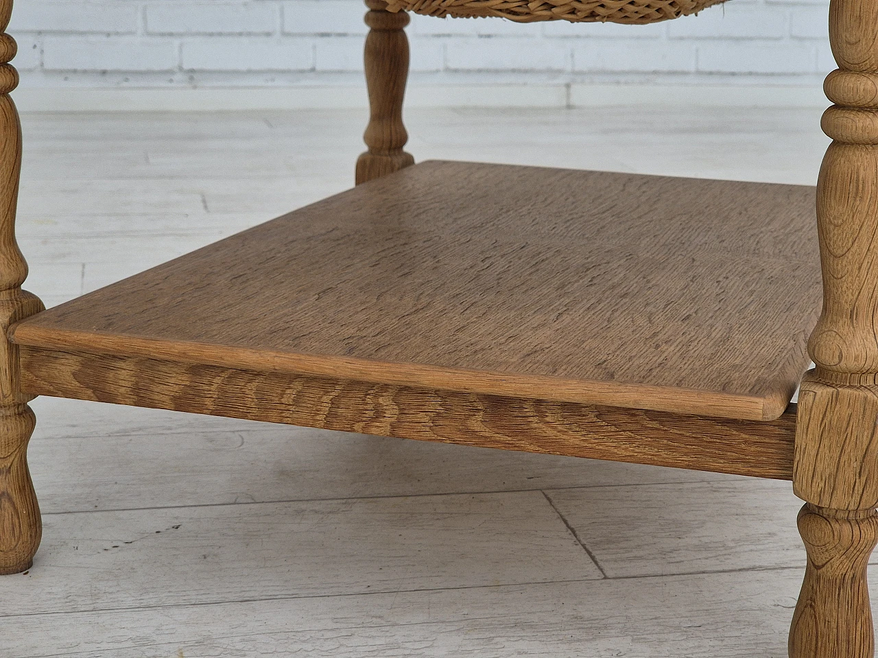 Danish sewing chest of drawers in solid oak and rattan, 1970s 12