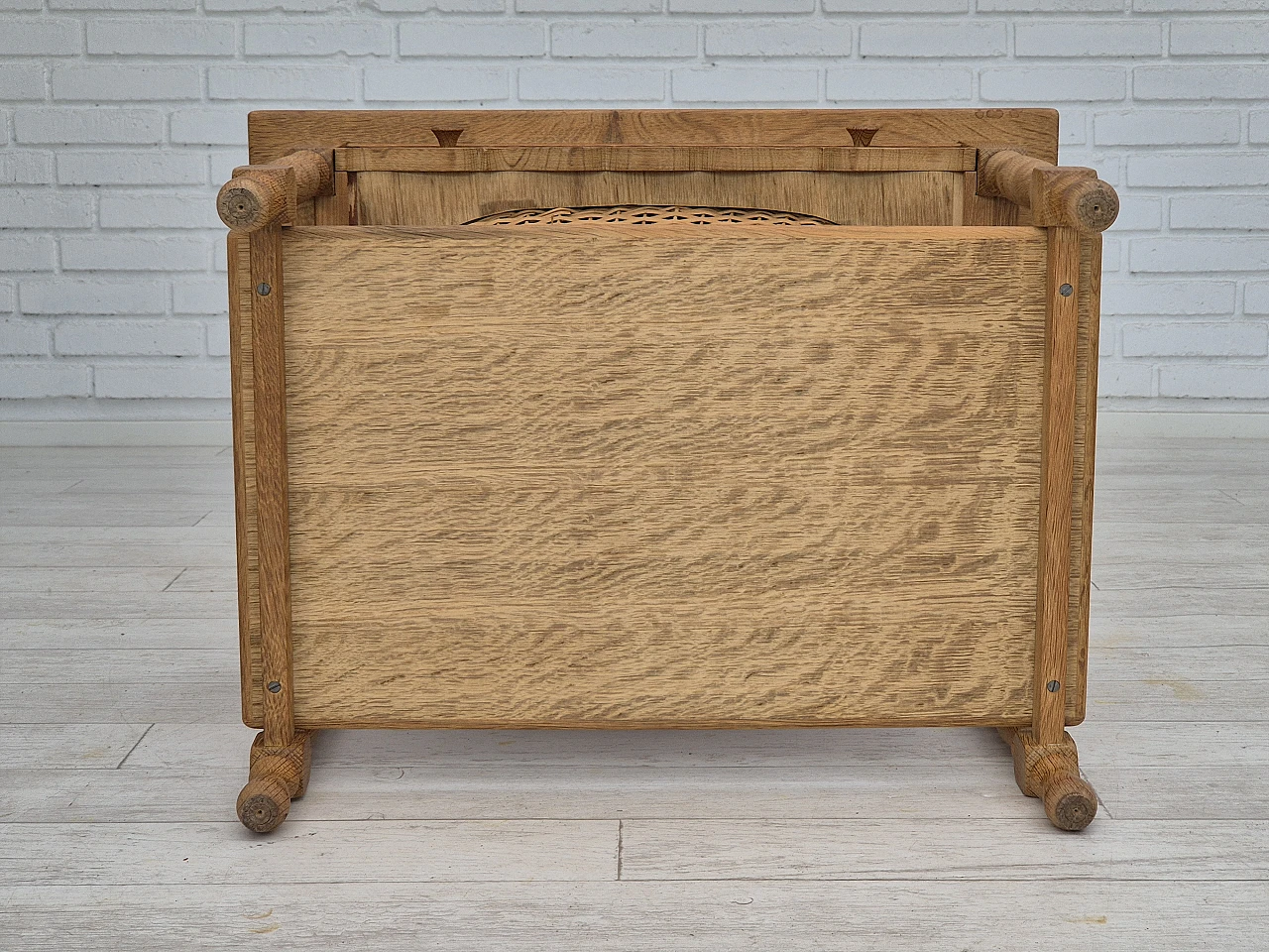 Danish sewing chest of drawers in solid oak and rattan, 1970s 16