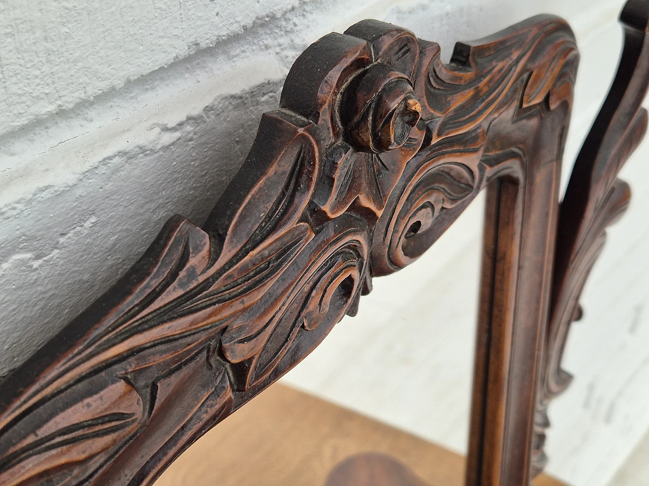 Danish cherrywood mirror with jewellery drawer, 1920s 12