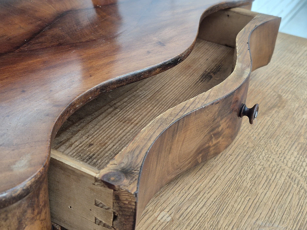 Danish cherrywood mirror with jewellery drawer, 1920s 18